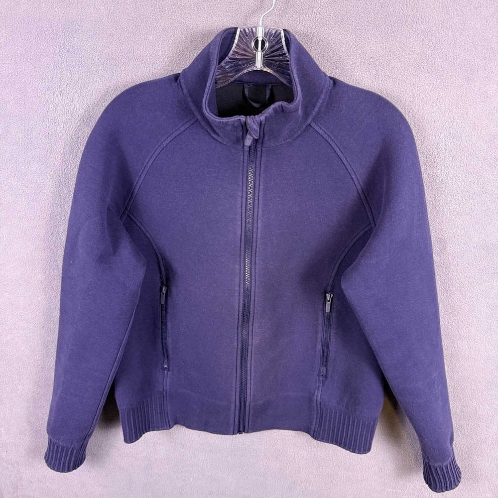 Lululemon Purple Luxe Fleece Full Zip Jacket 8 Mock Neck Curved Paneled Ribbed